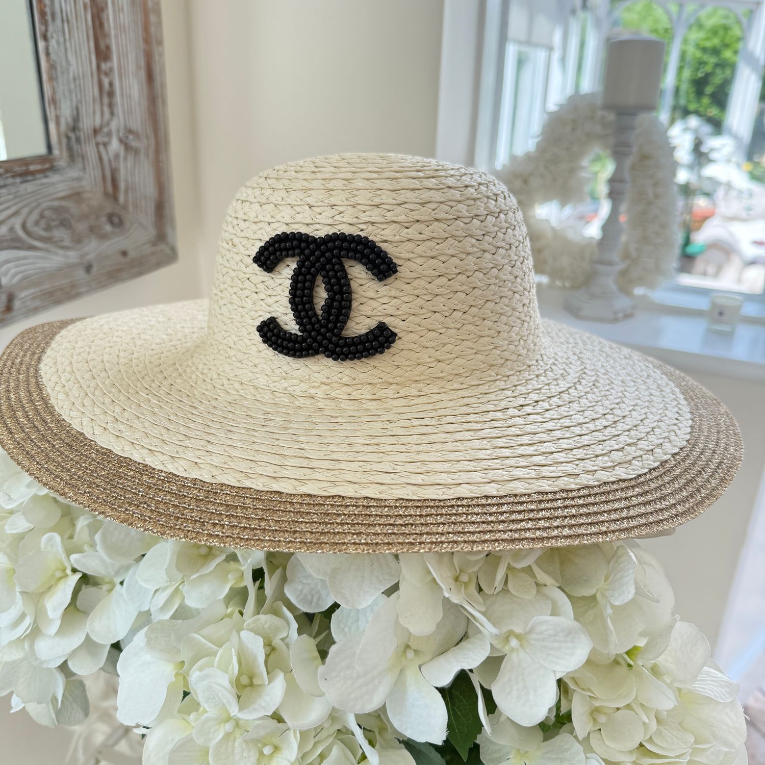 Cream &amp; Gold Sun Hat