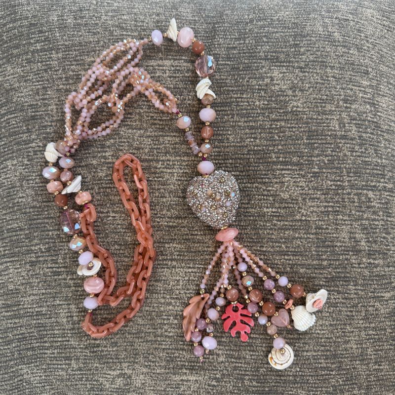 Diamond Heart Necklace (peach)