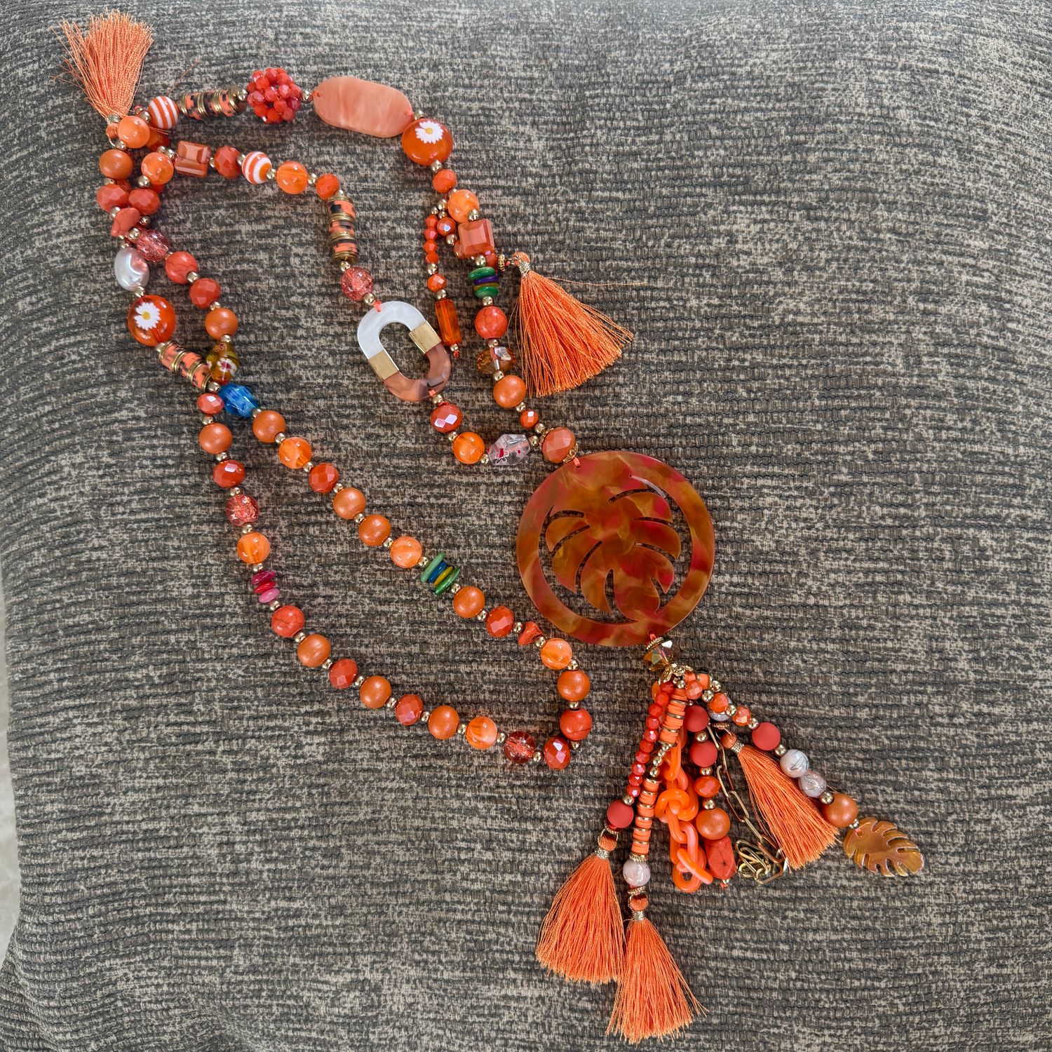 Orange Beaded Necklace