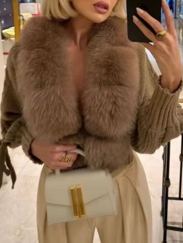 Fox Fur Cardigan ( camel)