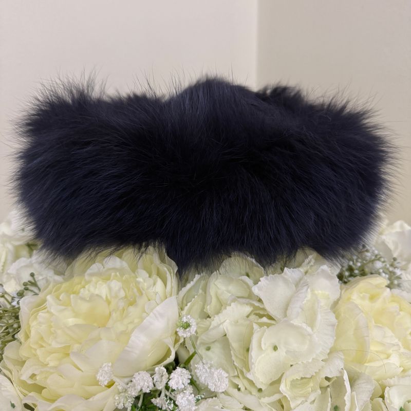 Navy Fox Fur Headband