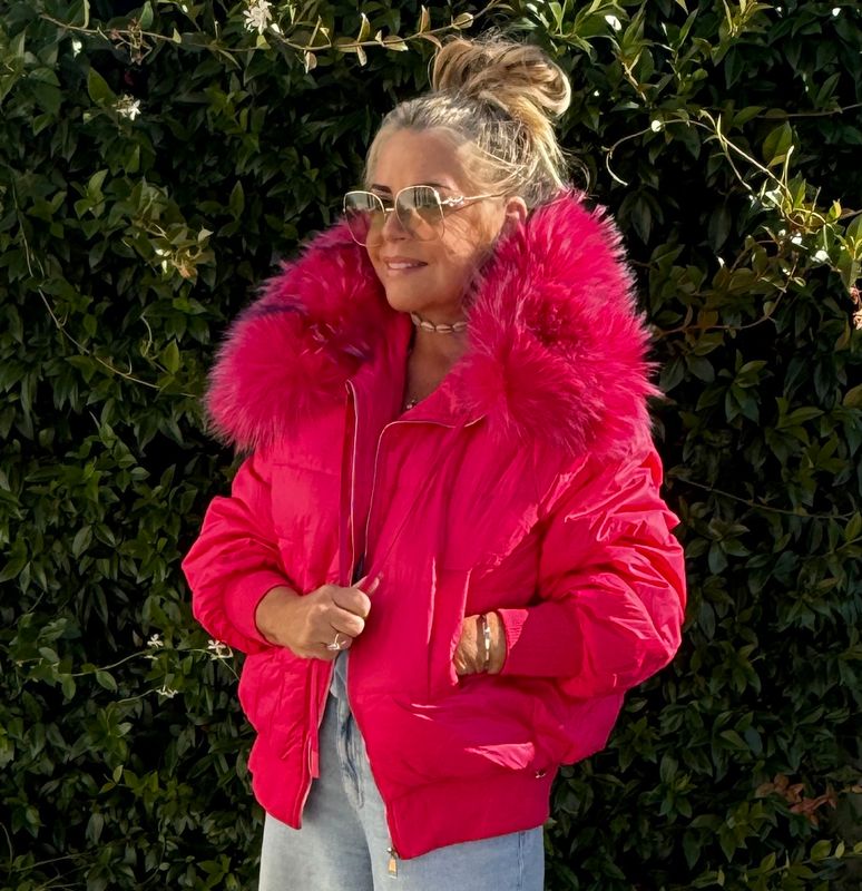 Hot Pink Duck Down Puffer Jacket