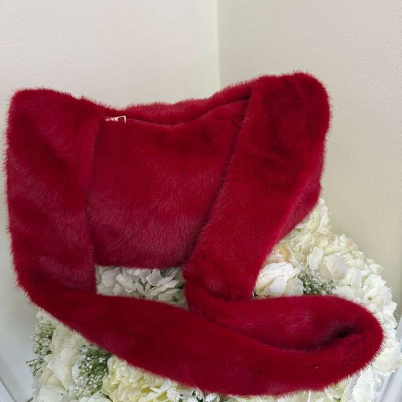Faux Fur Bag (red)