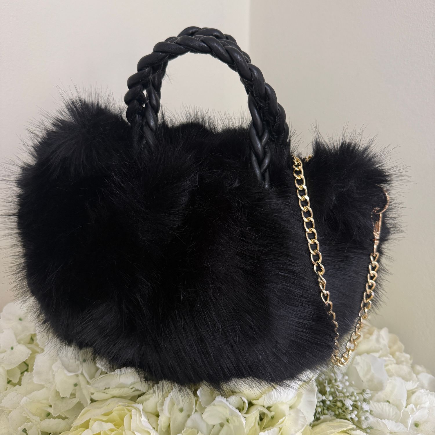 Faux Fur Bag ( black )