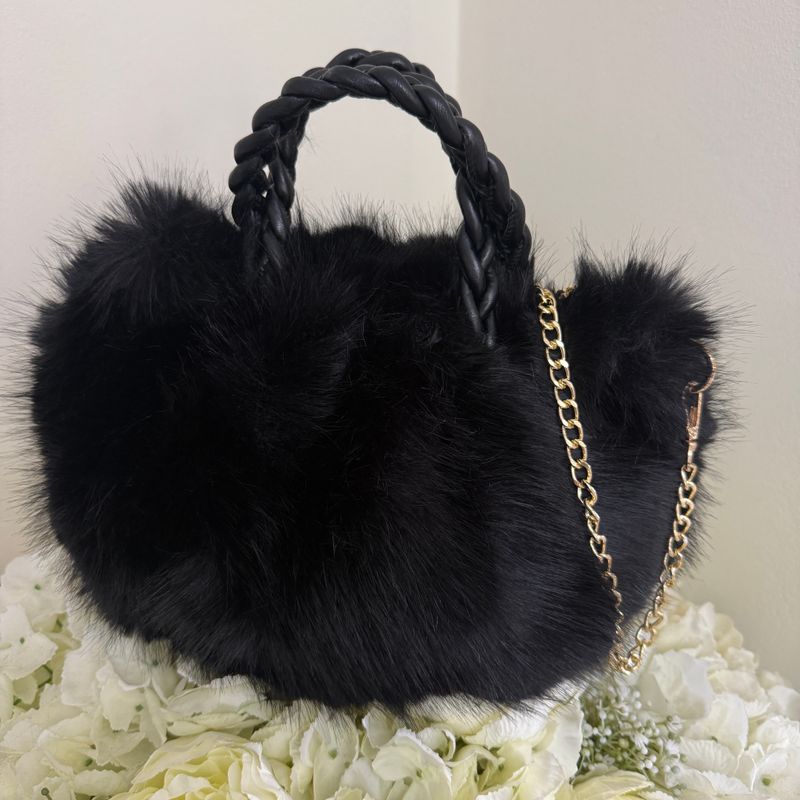 Faux Fur Bag ( black )