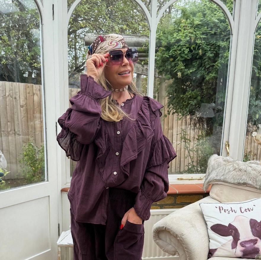 Frill Blouse ( plum)