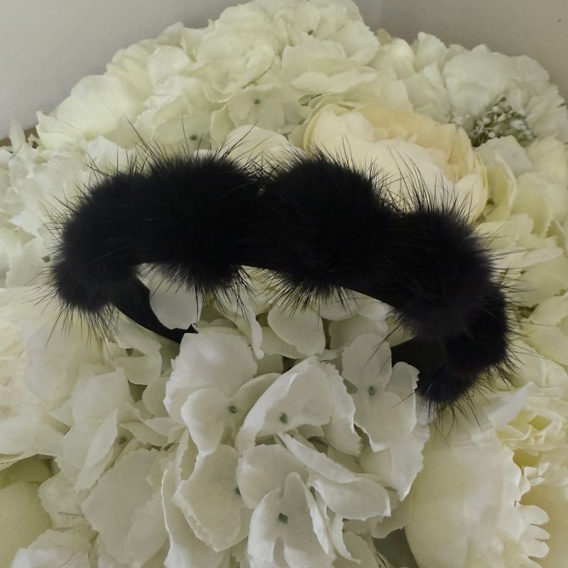 Mink Bobble Hair Band ( black)