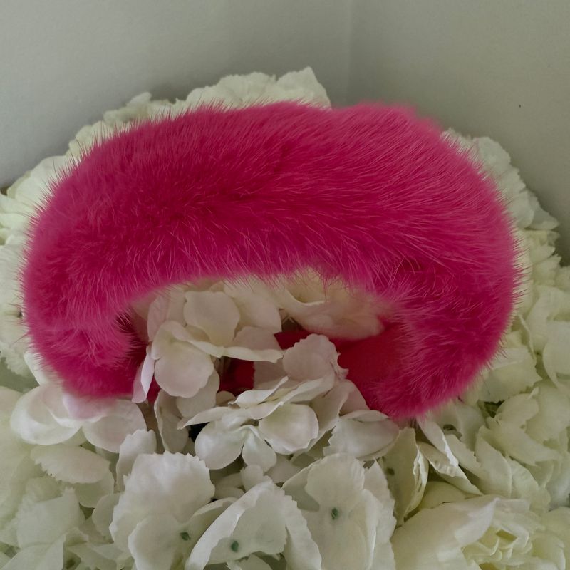 Mink Hair Band ( hot pink)