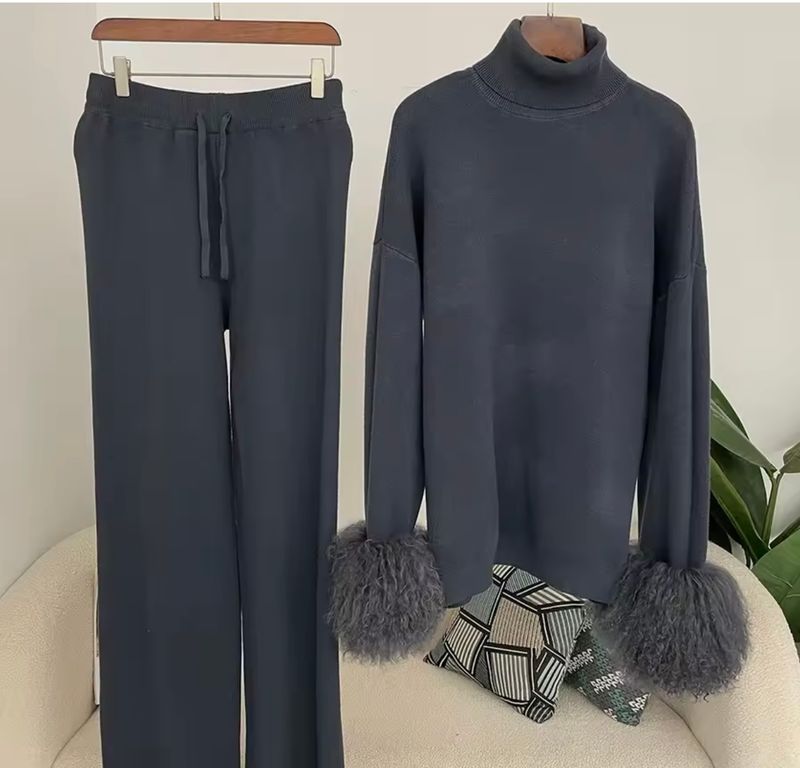 Mongolian Fur Lounge Suit ( dark grey)