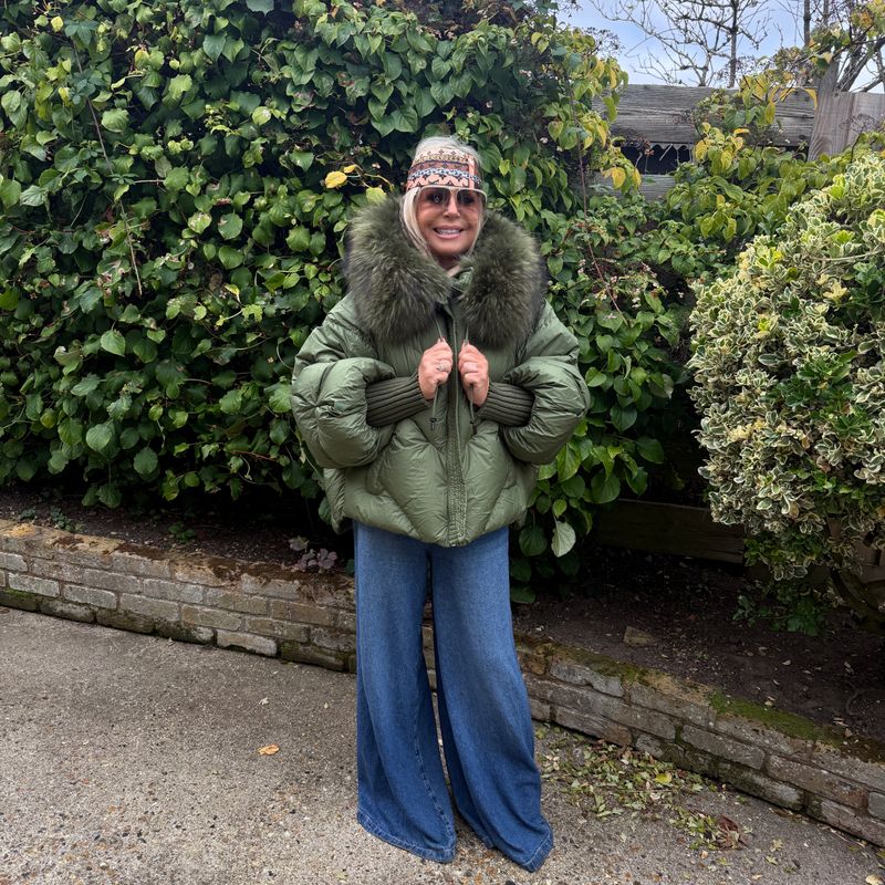 Batwing Raccoon Fur Puffer Jacket (green)