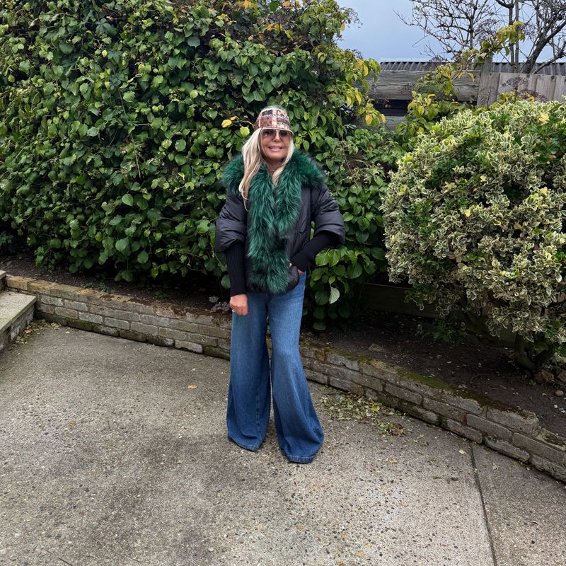 Green Fox Fur Puffer Jacket