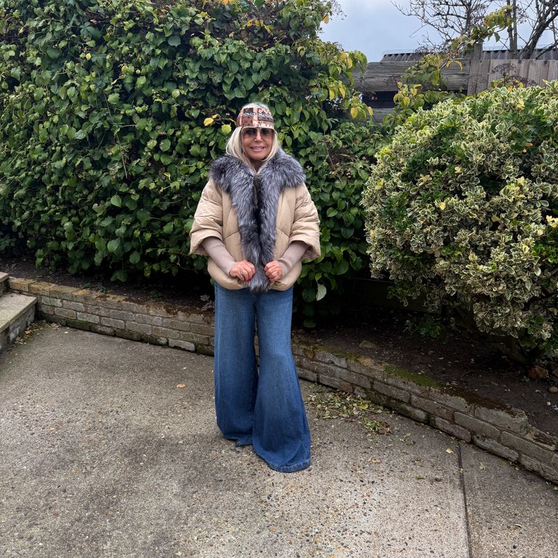 Silver Fox Duck Down Puffer Jacket  (camel)