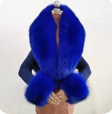 Long Fox Fur Collar &amp; Cuff Set ( royal blue)