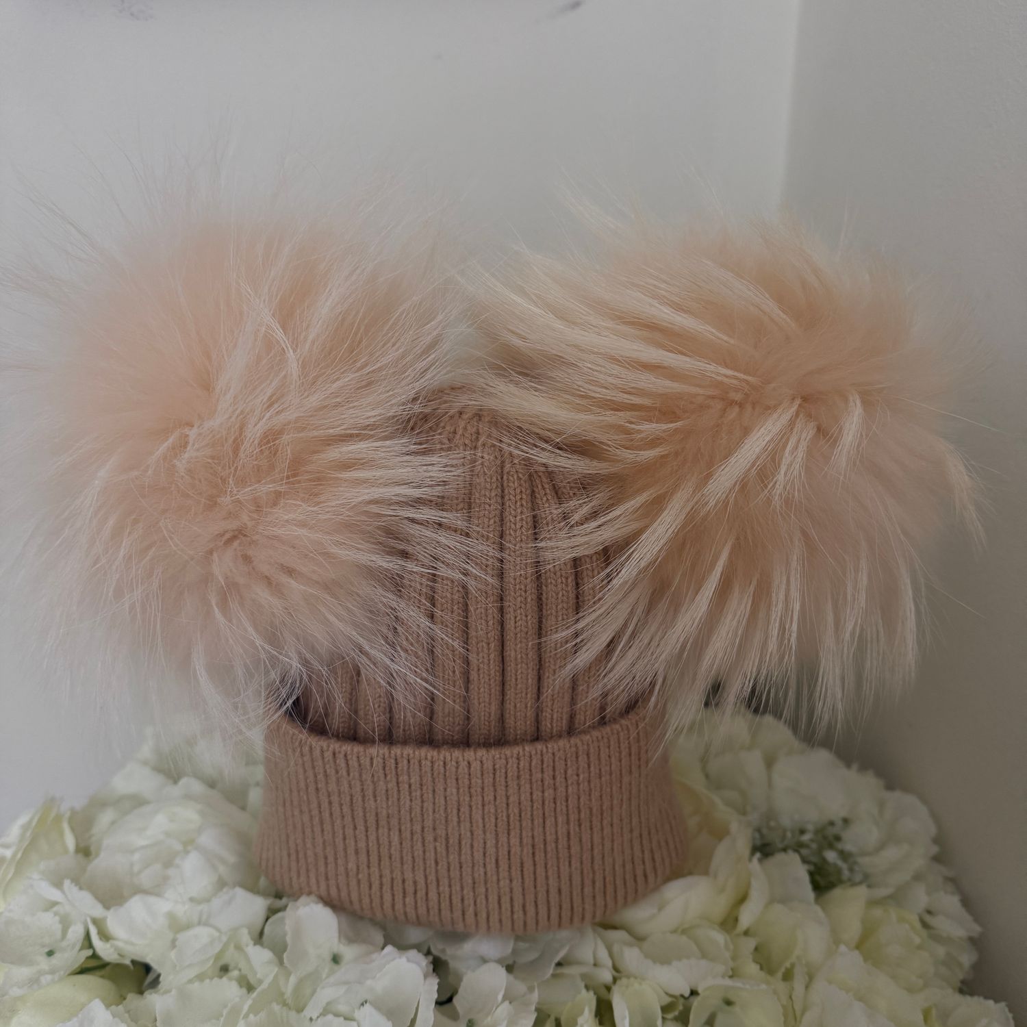 Extra Large Double Pom Pom Hat ( camel)
