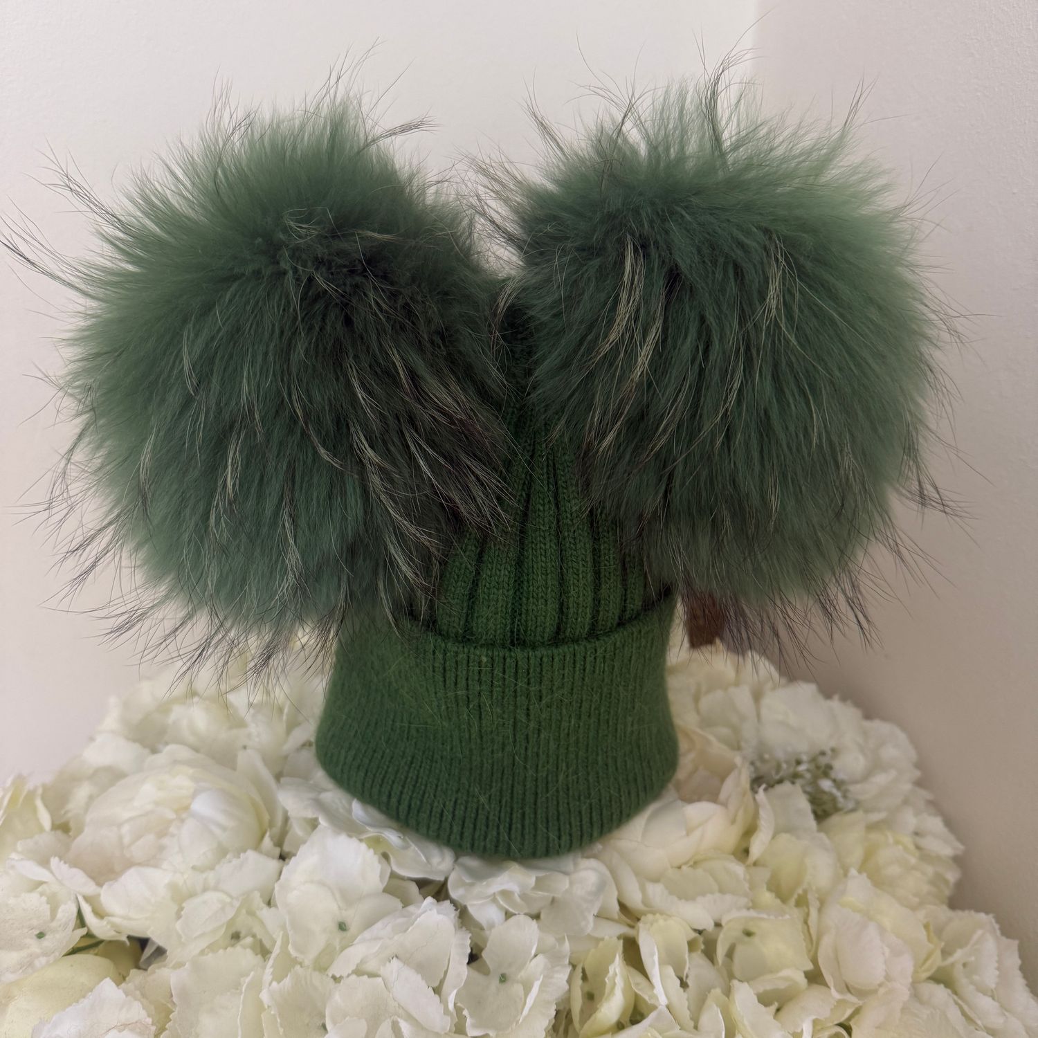 Extra Large Double Pom Pom Hat ( green )