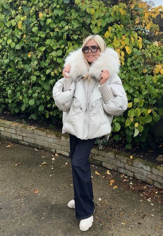 Batwing Raccoon Fur Puffer Jacket (stone)