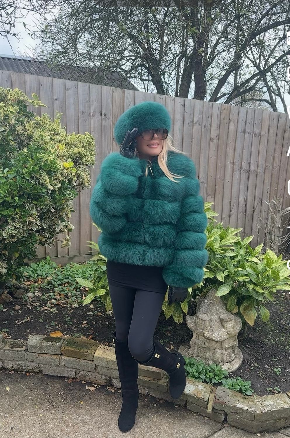 Classic Fox Fur Jacket ( emerald)