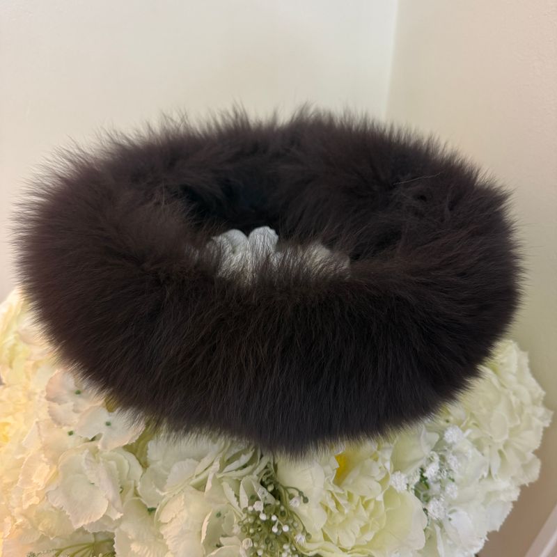 Fox Fur Headband ( dark brown)
