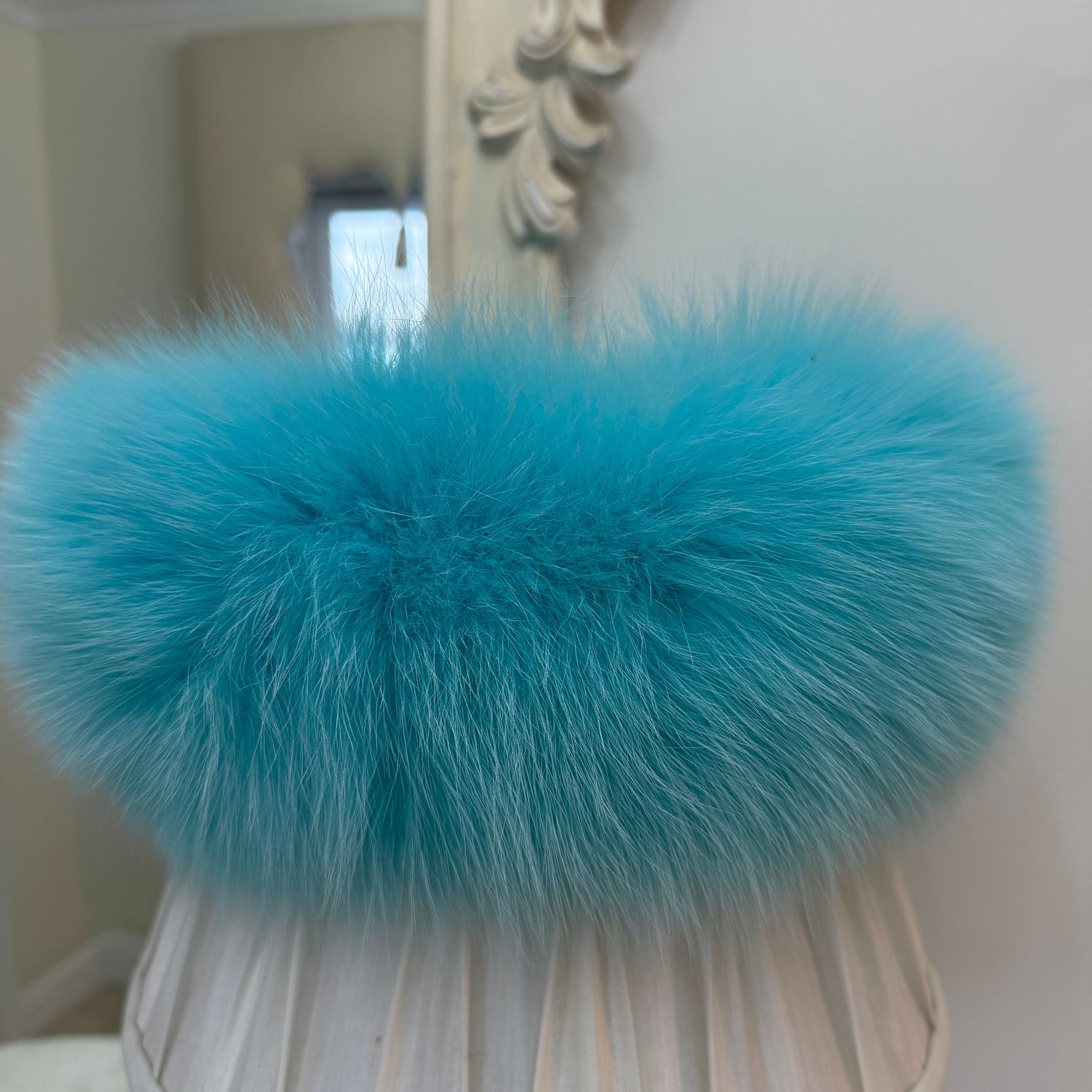 Fox Fur Headband ( Tiffany blue)