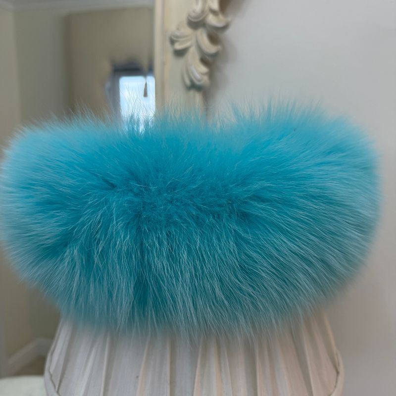 Fox Fur Headband ( Tiffany blue)