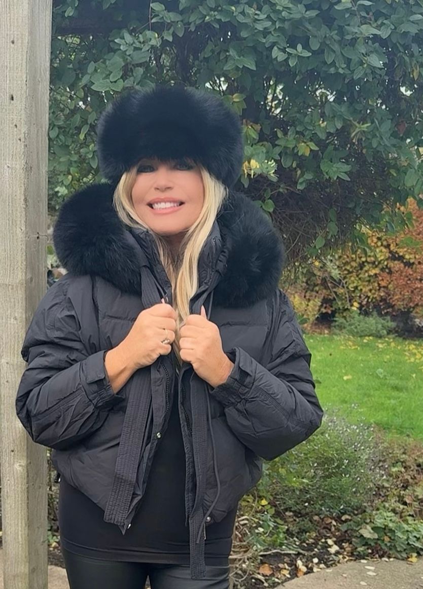 Black Fox Fur &amp; Down Hooded Puffer Jacket