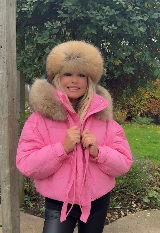 Hot Pink Duck Down &amp; Raccoon Hooded Puffer Jacket