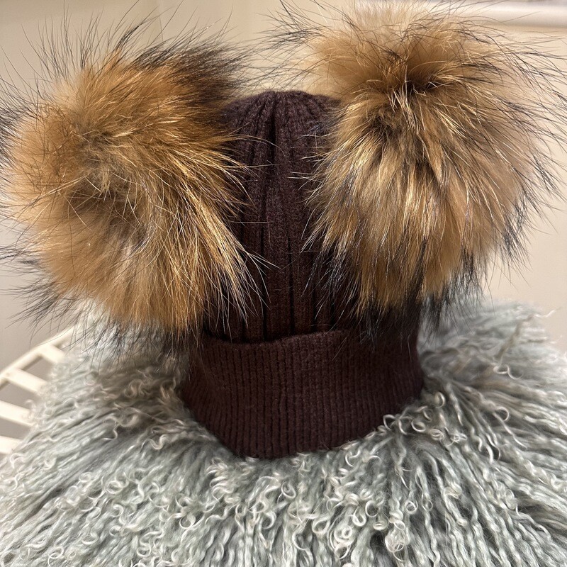 Extra Large Racoon Fur Pom Pom (chocolate)