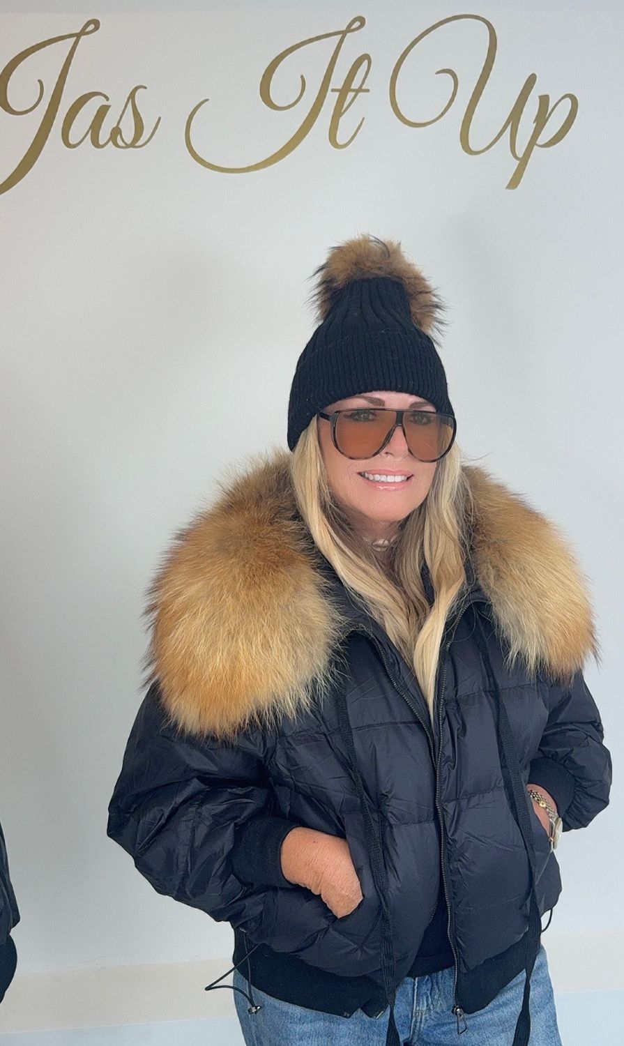 Duck Down &amp; Racoon Fur Puffer  Jacket