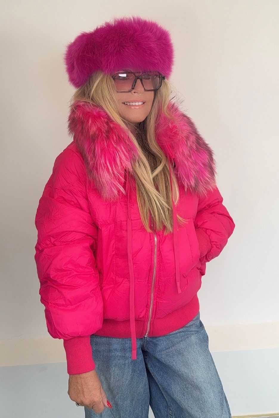 Hot Pink Duck Down Puffer Jacket