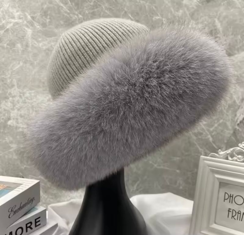 Fox Fur &amp; Wool Hat (grey)