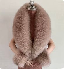 Long Fox Fur Collar &amp; Cuff Set ( dark beige )