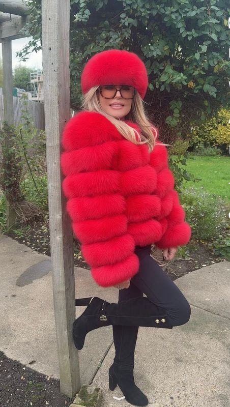 Classic Fox Fur Jacket ( red)