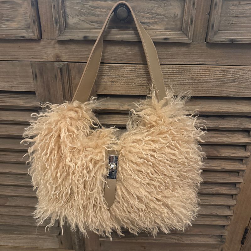 Faux Fur Mongolian Bag (camel)