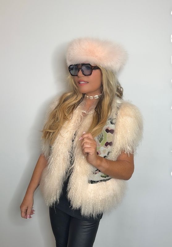 Jas Exclusive Mongolian Fur Reversible Gilet (pink)