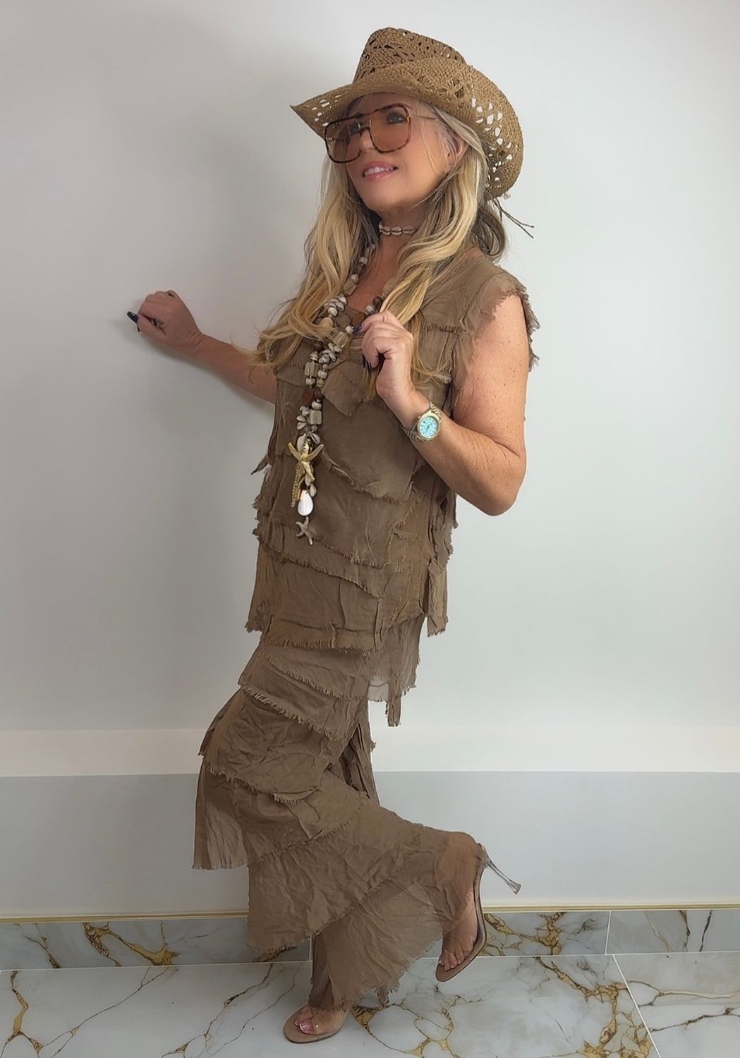 Silk Layered Trouser Set (gold)