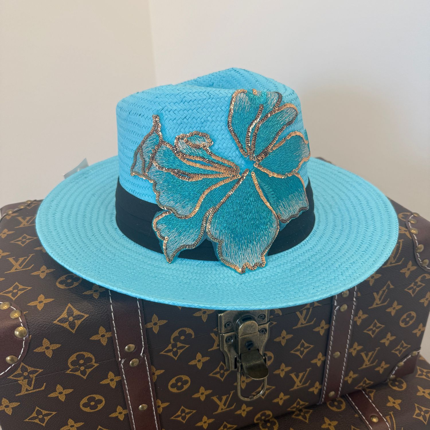 Flower Fedora (turquoise )