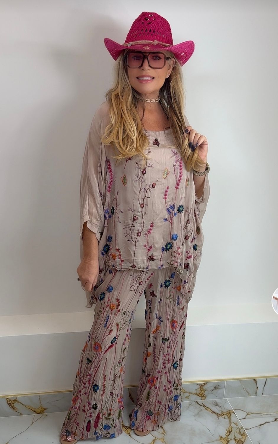Mocha Embroidey Silk Set