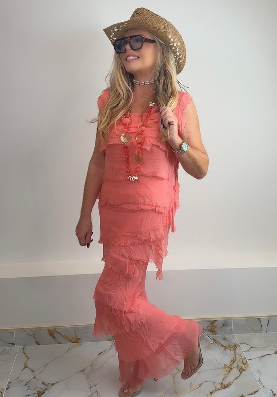 Layered Silk Set (coral )