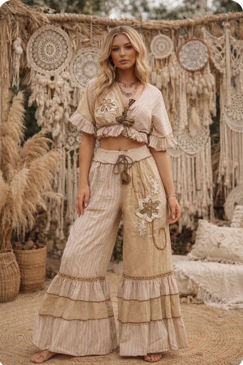 Boho Trouser Set ( beige)