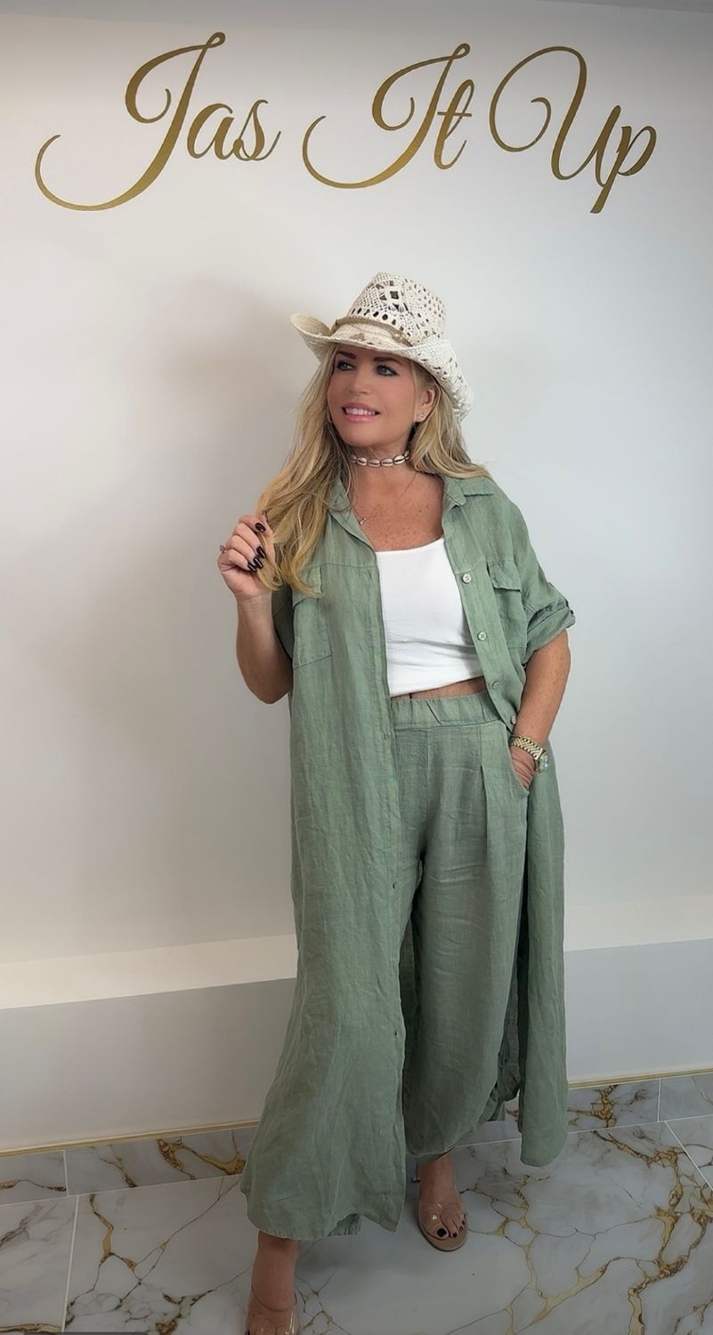 Linen Trouser Set (khaki)