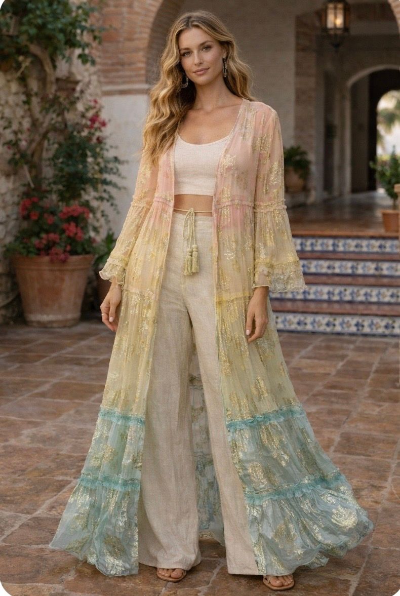 Gold Leaf Kaftan (pink)