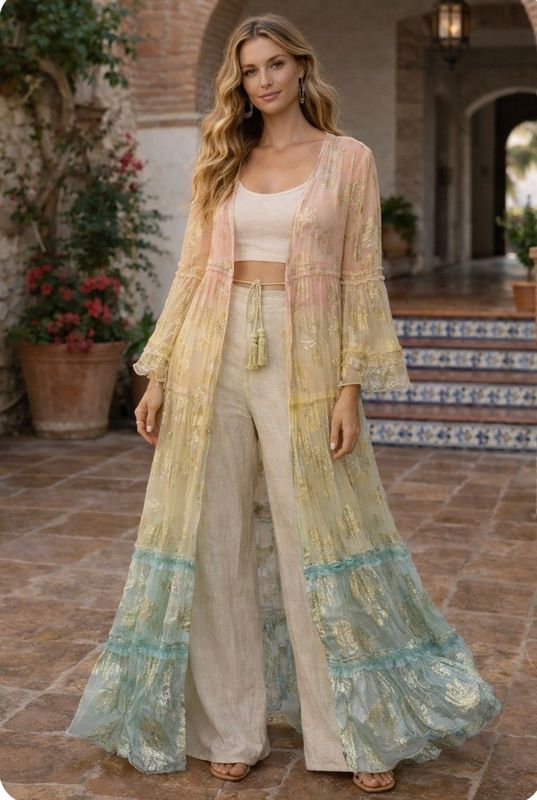 Gold Leaf Kaftan (pink)