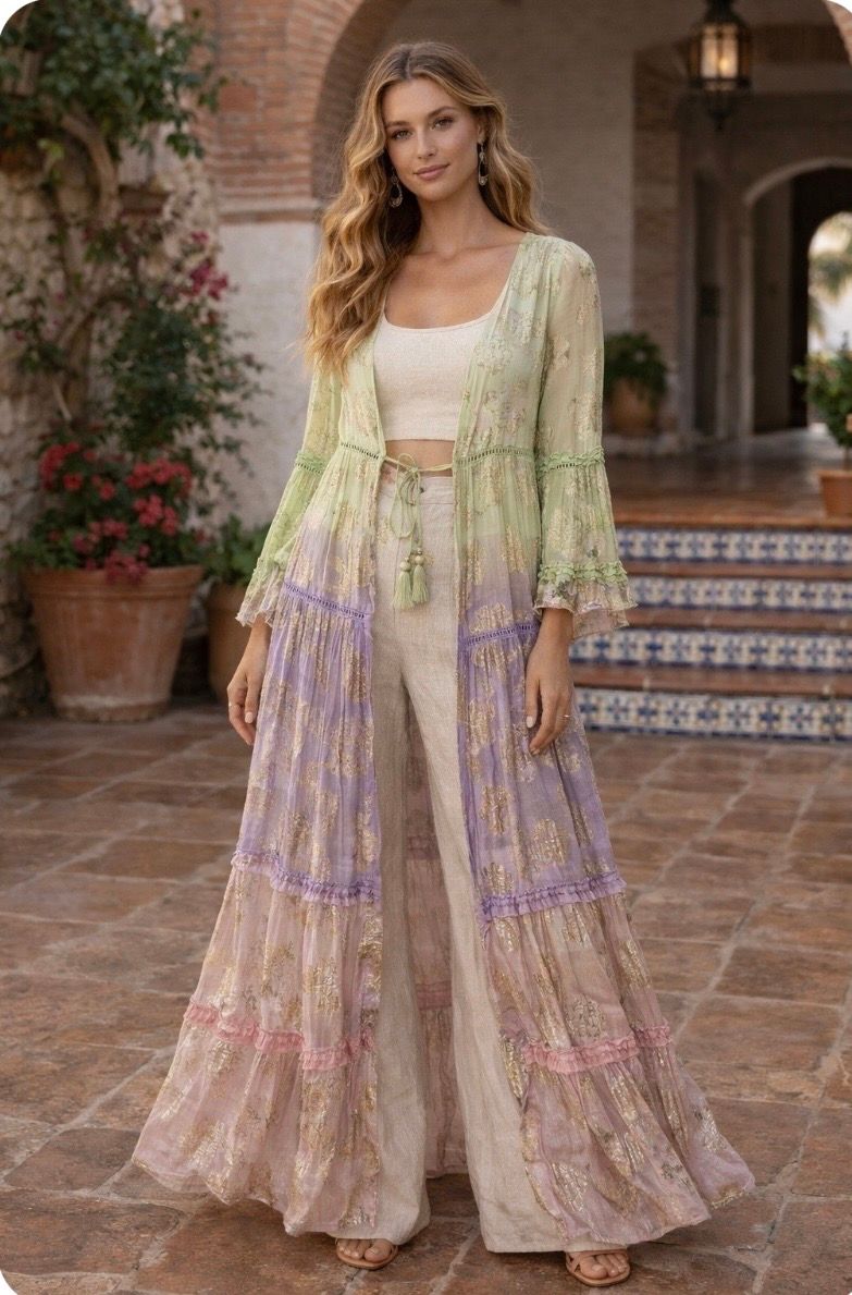 Gold Leaf Kaftan (mint)