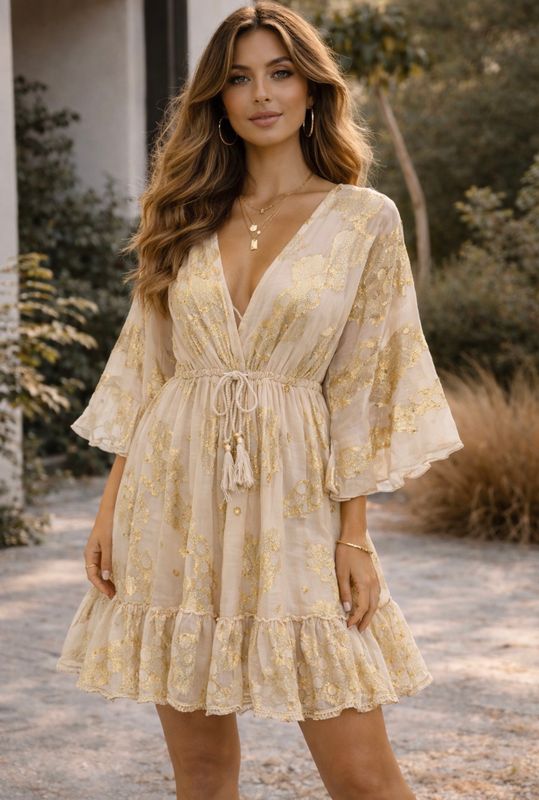 Dolly Dress (cream &amp; gold)