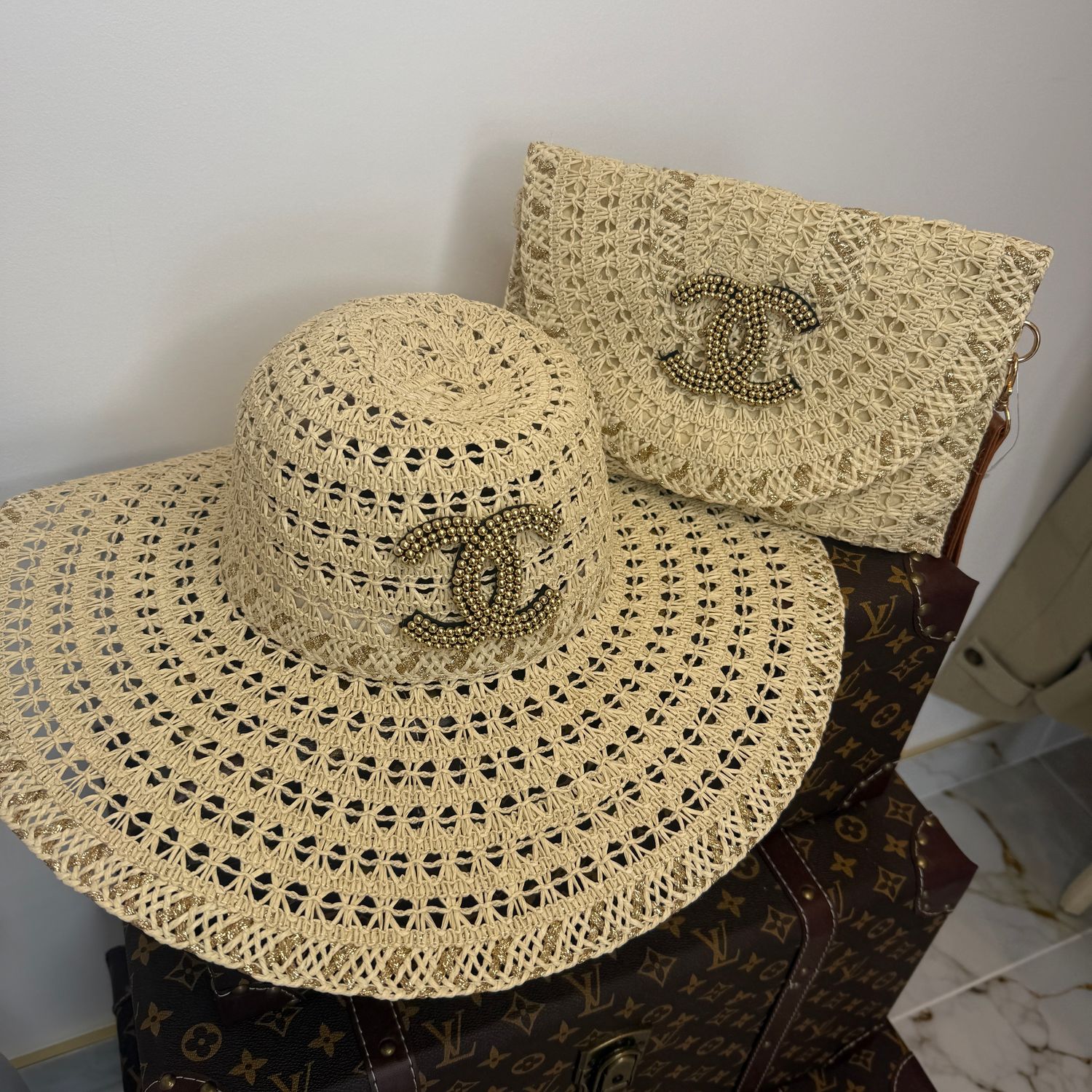 CC Hat &amp; Clutch Set (beige)