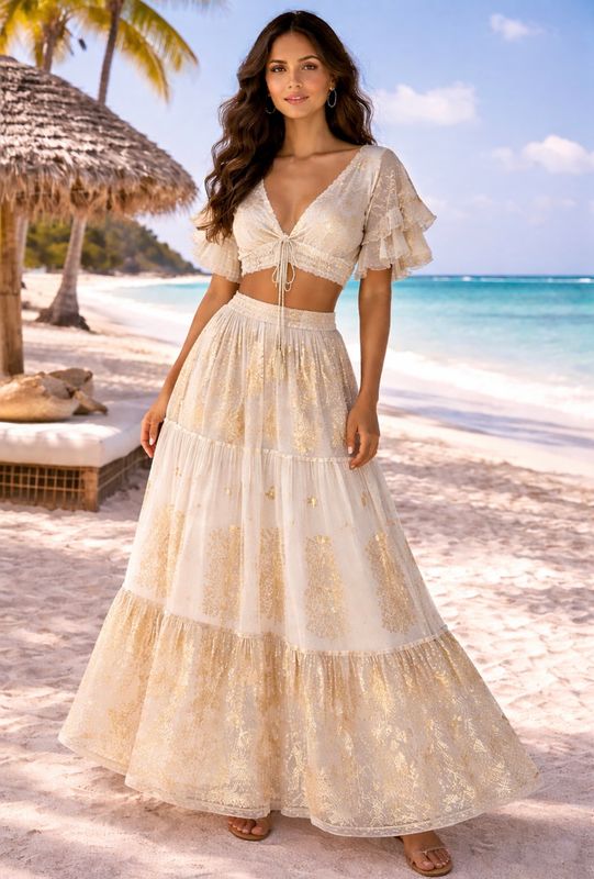 Two Piece Set (cream &amp; gold)