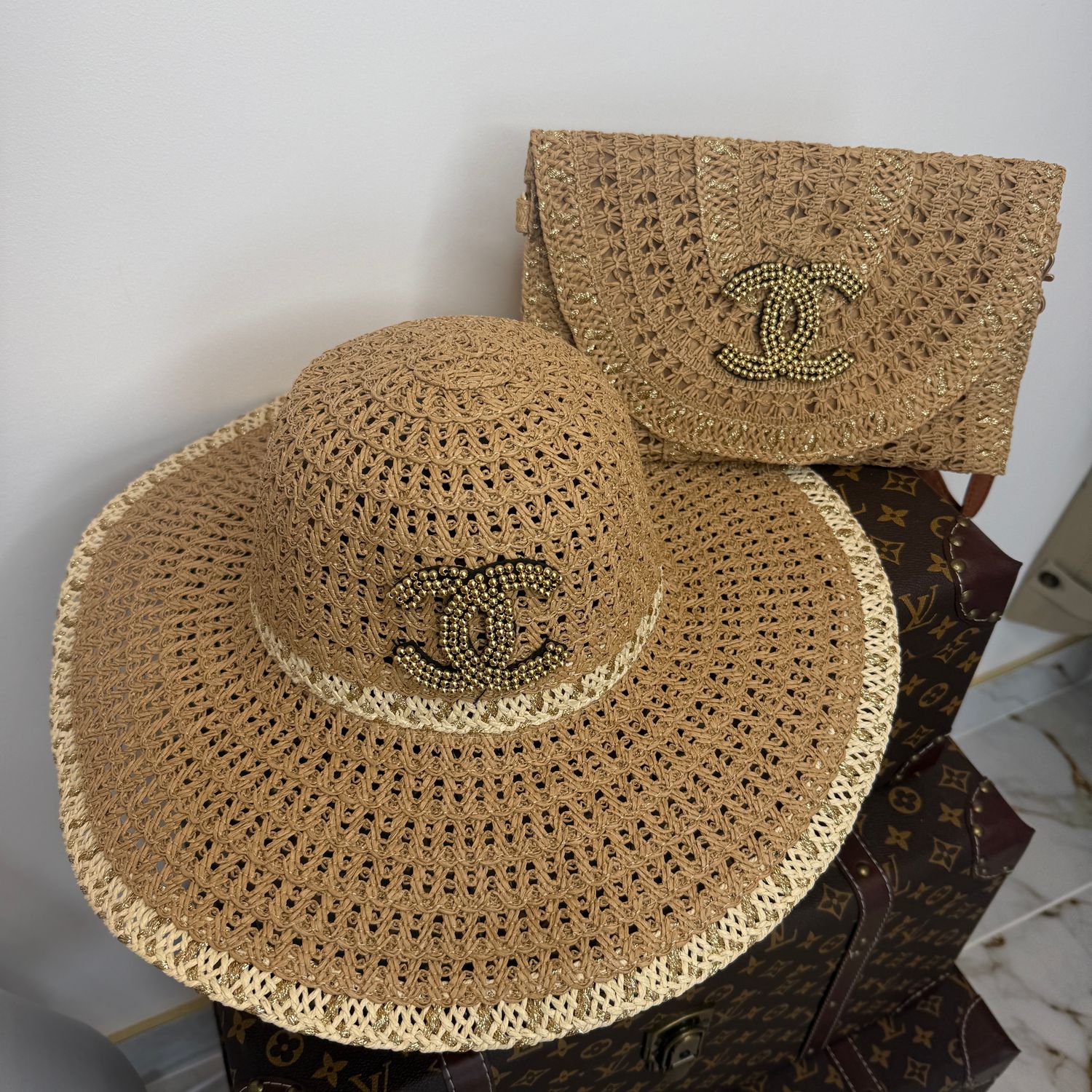 Hat &amp; Clutch Set ( tan)