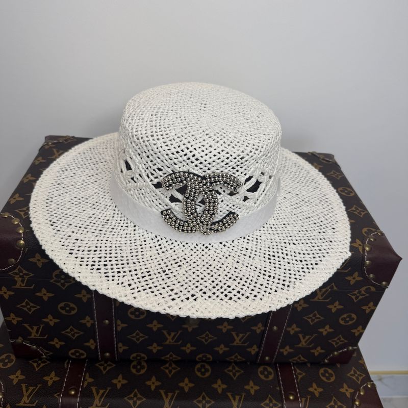 White CC Boater Hat