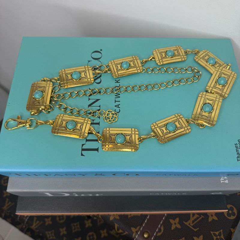 Turquoise &amp; Gold Chain Belt