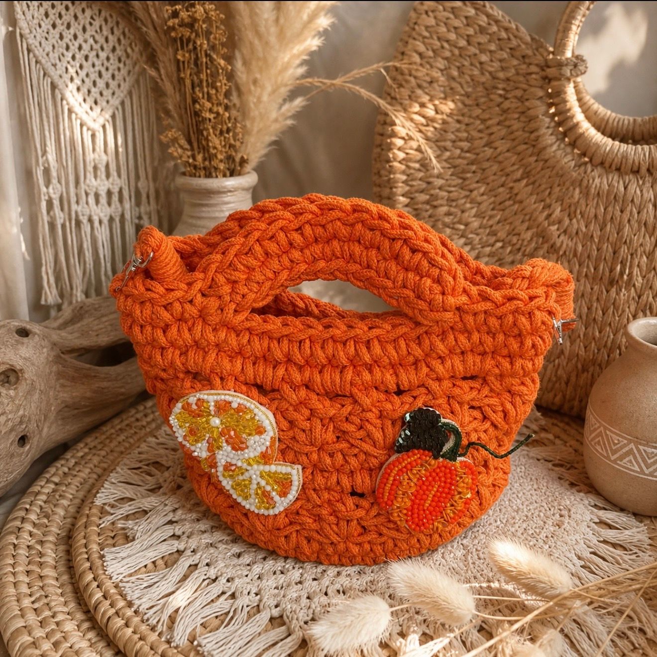 Orange Crochet Bag